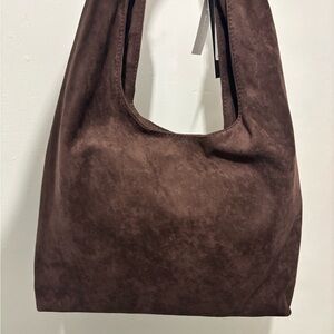 Steve Madden Brown Faux Suede Hobo Tote Bag